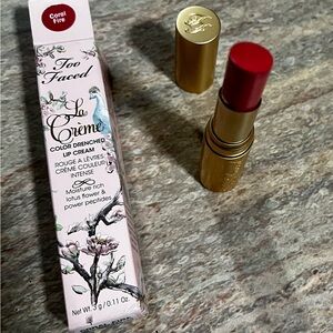 NIB DISCONTINUED Too Faced Coral Fire La Creme color drenched lip cream